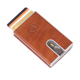 Portacarte in pelle a scatto con protezione rfid - Piccola pelletteria uomo | The Bridge