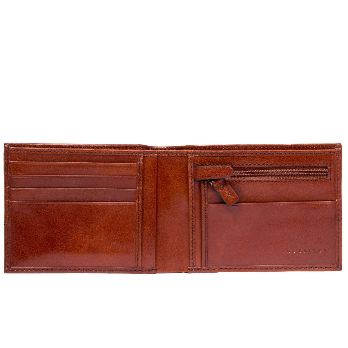 Portafogli di pelle da uomo con portamonete MARRONE/RUTENIO SCURO