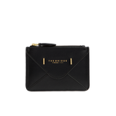 Portacarte in pelle compatto con zip - Nero | The Bridge