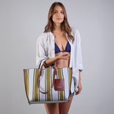Borsa shopper in pelle e tessuto | The Bridge