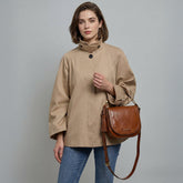 Borsa tracolla pelle con manico removibile - Marrone | The Bridge