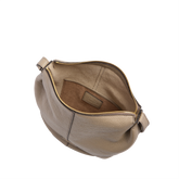 Borsa hobo donna in pelle martellata Marisa - Greige/oro | The Bridge