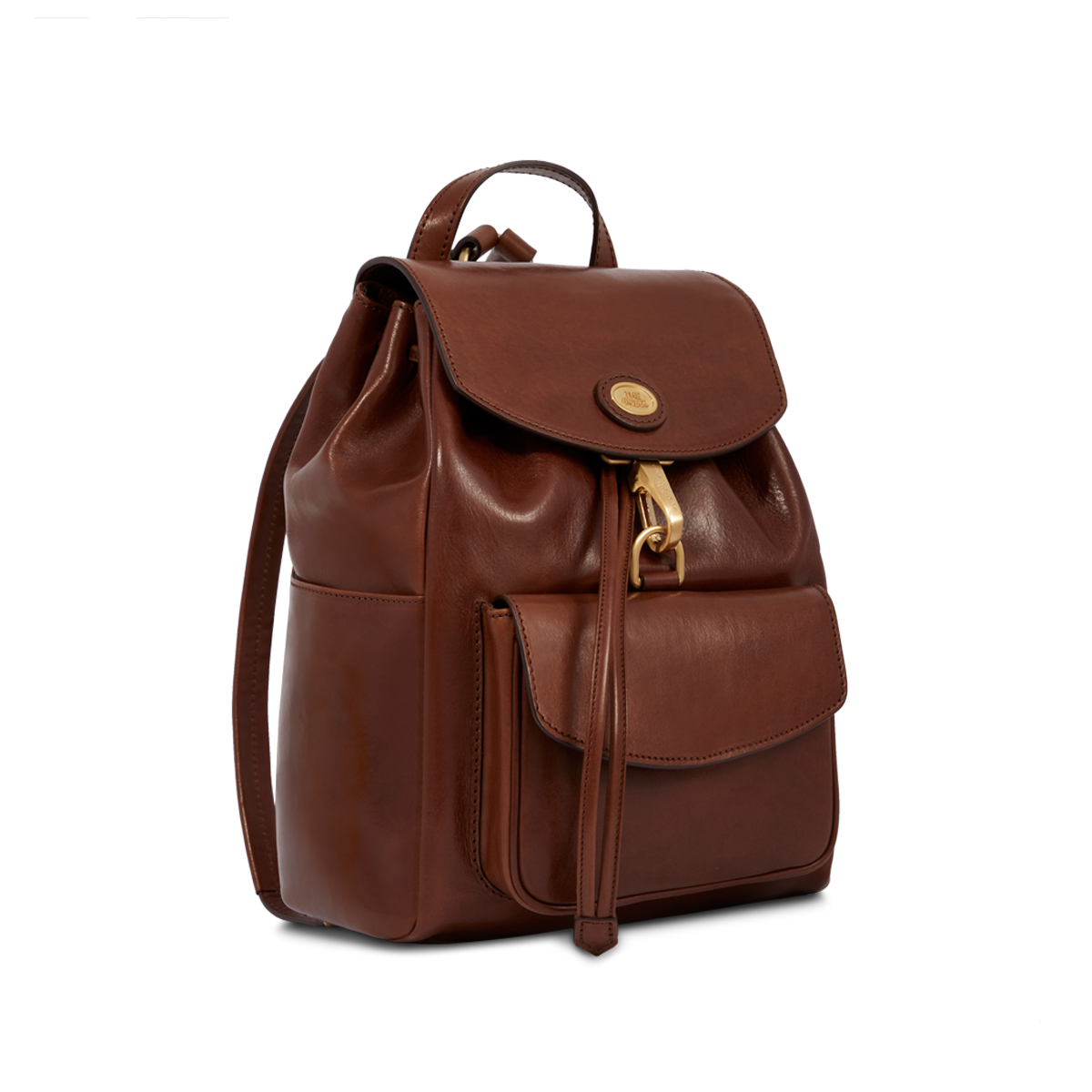 Zaino donna pelle con tasca frontale MARRONE/ORO The Bridge