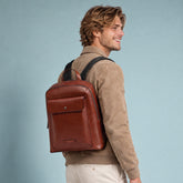 Zaino in pelle porta pc uomo due zip - Marrone | The Bridge