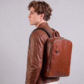 Zaino in pelle porta pc uomo due zip - Marrone | The Bridge