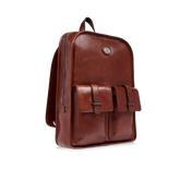 Zaino in pelle uomo una zip e tasche frontali | The Bridge