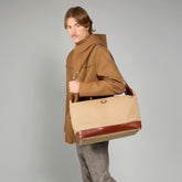 Borsone in pelle e tessuto small size | The Bridge