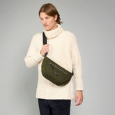 Marsupio uomo in pelle e tessuto con zip frontale | The Bridge
