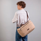 Borsone da viaggio in pelle e tessuto con tracolla | The Bridge