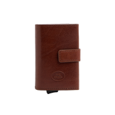 Portacarte in pelle a scatto con protezione rfid - Borse marroni in pelle e accessori | The Bridge