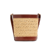 Borsa secchiello in pelle e paglia di Vienna - Borse a secchiello donna​ | The Bridge