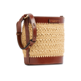 Borsa secchiello in pelle e paglia di Vienna - Borse a secchiello donna​ | The Bridge