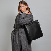 Borsa shopper pelle Mirra - Nero/oro | The Bridge