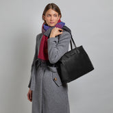 Borsa shopper pelle Mirra - Nero/oro | The Bridge