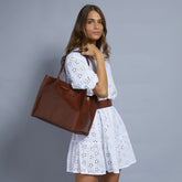 Borsa shopper pelle Mirra - Nero/oro | The Bridge
