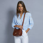Borsa tracolla pelle chiusa con zip - Marrone | The Bridge
