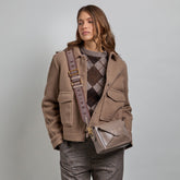 Borsa tracolla in pelle chiusa con zip - Greige | The Bridge