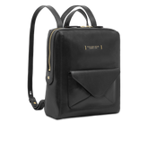 Zaino donna in pelle con tasca frontale Frida - Nero/oro - Zaini personalizzati donna in pelle | The Bridge