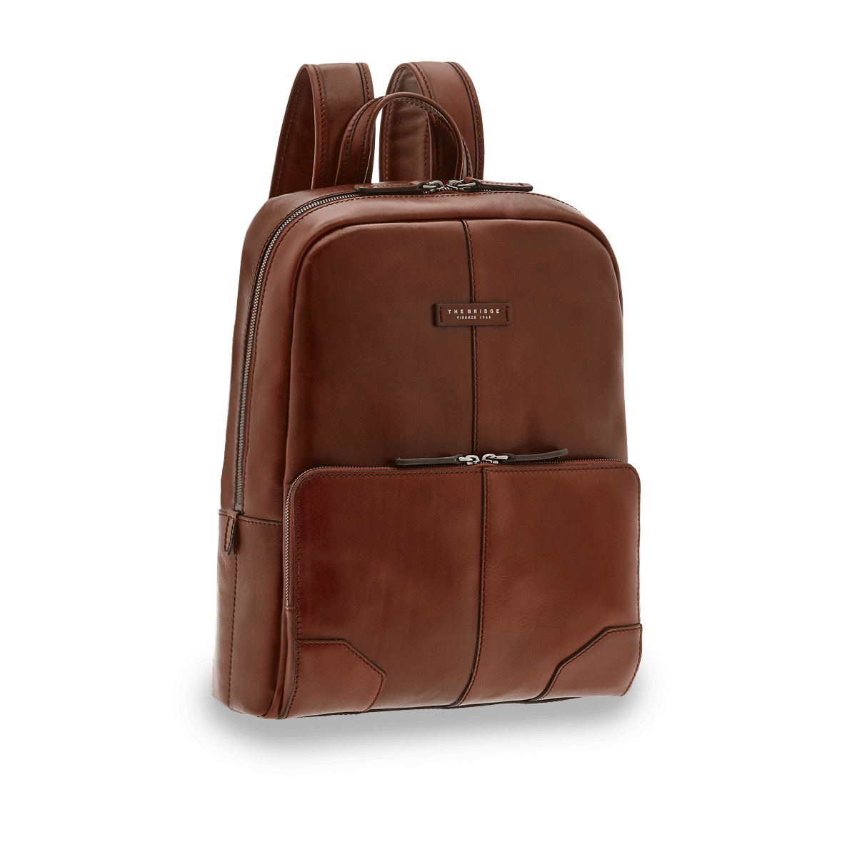Zaino in pelle porta pc uomo una zip MARRONE/ORO The Bridge