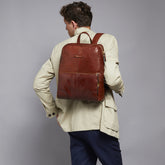 Zaino in pelle porta pc uomo una zip - Marrone | The Bridge