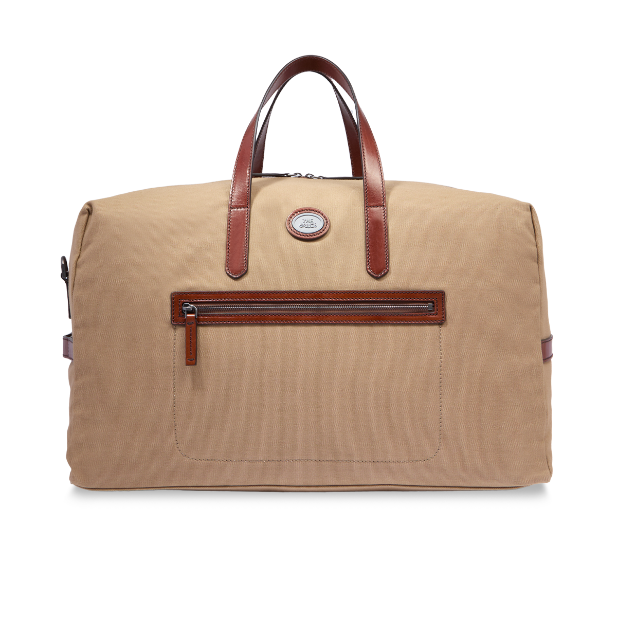 Borsone in pelle e tessuto medium size NATURALE/MARRONE ABB