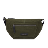 Marsupio uomo in pelle e tessuto con zip frontale - GREEN | The Bridge