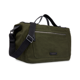 Borsone da viaggio in pelle e tessuto con tracolla - GREEN | The Bridge